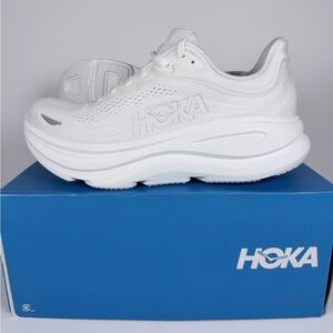 Womens 8.5B - HOKA Bondi 9 Running Shoes Triple White 1162012 WWH